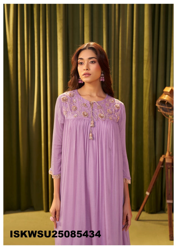 Embroidered Chinon Kurti With Pant And Dupatta-ISKWSU25085434