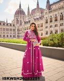 Embroidered Silk Front Slit Flared Kurti With Sharara And Dupatta-ISKWSH26083251