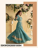 Chinon Silk Gown With Embroidered Shrug-ISKWGN260810094