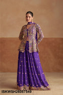 Embroidered Chinon Top With Sharara And Dupatta-ISKWSH26087549