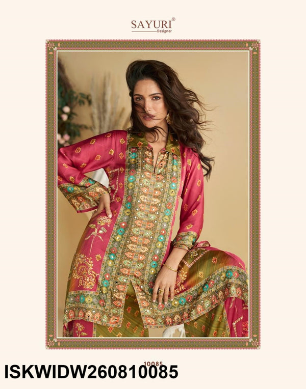 Digital Printed Crepe Silk Top With Palazzo-ISKWIDW260810085