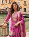 Embroidered Chinon Silk Kurti With Sharara And Dupatta-ISKWSH26085854