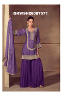 Digital Printed Chinon Kurti With Sharara And Dupatta-ISKWSH28087571