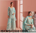 Embroidered Net Kurti With Sharara And Dupatta-ISKWSH280810090