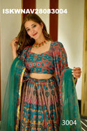 Digital Printed Silk Lehenga With Blouse And Organza Dupatta-ISKWNAV28083004
