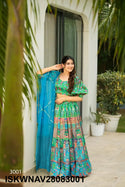 Digital Printed Silk Lehenga With Blouse And Organza Dupatta-ISKWNAV28083001