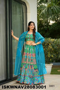 Digital Printed Silk Lehenga With Blouse And Organza Dupatta-ISKWNAV28083001
