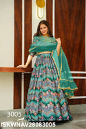 Digital Printed Silk Lehenga With Blouse And Organza Dupatta-ISKWNAV28083005