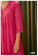 Embroidered Malmal Chanderi Kurti With Pant And Dupatta-ISKWSU29082457