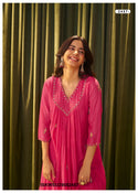 Embroidered Malmal Chanderi Kurti With Pant And Dupatta-ISKWSU29082457