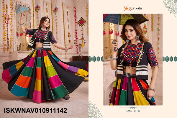 Embroidered Viscose Cotton Lehenga With Blouse And Jacket-ISKWNAV010911142