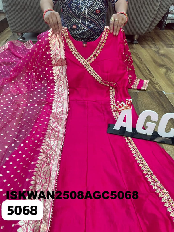 Embroidered Chinon Silk Anarkali With Banarasi Weaving Dupatta-ISKWAN2508AGC5068