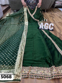 Embroidered Chinon Silk Anarkali With Banarasi Weaving Dupatta-ISKWAN2508AGC5068