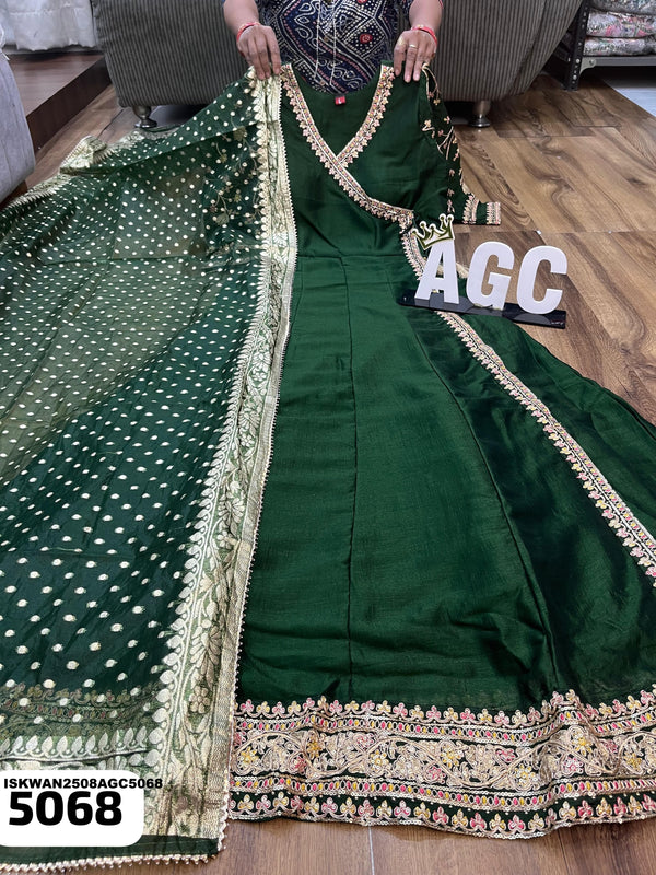 Embroidered Chinon Silk Anarkali With Banarasi Weaving Dupatta-ISKWAN2508AGC5068