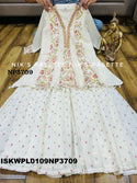 Embroidered Malmal Cotton Peplum Kurti With Palazzo And Dupatta-ISKWPL0109NP3709