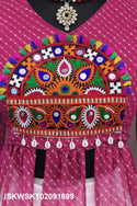 Printed Georgette Slits Top With Cotton Layered Skirt-ISKWSKT02091699