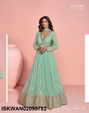 Embroidered Viscose Jacquard Silk Anarkali With Dupatta-ISKWAN02095782