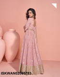Embroidered Viscose Jacquard Silk Anarkali With Dupatta-ISKWAN02095783