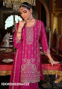 Embroidered Chinon Kurti With Sharara And Dupatta-ISKWSH02094322
