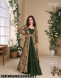 Georgette Gown With Digital Printed Silk Shrug-ISKWGN02095827