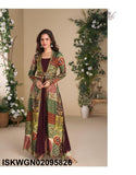 Georgette Gown With Digital Printed Silk Shrug-ISKWGN02095826