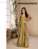 Georgette Gown With Digital Printed Silk Shrug-ISKWGN02095825