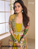 Georgette Gown With Digital Printed Silk Shrug-ISKWGN02095825