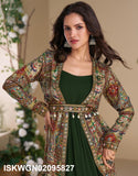 Georgette Gown With Digital Printed Silk Shrug-ISKWGN02095827