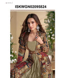 Georgette Gown With Digital Printed Silk Shrug-ISKWGN02095824