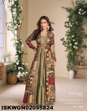 Georgette Gown With Digital Printed Silk Shrug-ISKWGN02095824