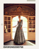 Embroidered Viscose Shimmer Jacquard Silk Gown-ISKWGN02095768
