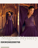 Embroidered Georgette Gown Attached With Cape Dupatta-ISKWGN02095769