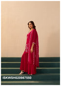 Embroidered Chinon Silk Kurti With Sharara And Dupatta-ISKWSH030987550