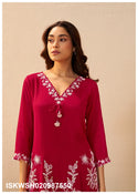 Embroidered Chinon Silk Kurti With Sharara And Dupatta-ISKWSH030987550