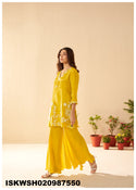 Embroidered Chinon Silk Kurti With Sharara And Dupatta-ISKWSH030987550