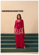 Embroidered Chinon Silk Kurti With Sharara And Dupatta-ISKWSH030987550
