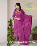 Embroidered Cotton Kurti With Pant And Crushed Malmal Cotton Dupatta-ISKWSU2406PPC/D1794