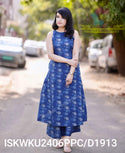Kalamkari Printed Cotton A-Line Kurti With Palazzo-ISKWKU2406PPC/D1913