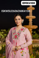 Hand Printed Malmal Chanderi Kurti With Shantoon Pant And Embroidered Dupatta-ISKWSU2606OMK4108
