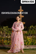 Hand Printed Malmal Chanderi Kurti With Shantoon Pant And Embroidered Dupatta-ISKWSU2606OMK4108