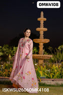 Hand Printed Malmal Chanderi Kurti With Shantoon Pant And Embroidered Dupatta-ISKWSU2606OMK4108