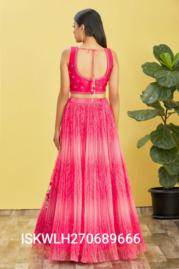 Digital Printed Organza Lehenga With Silk Blouse And Dupatta-ISKWLH270689666