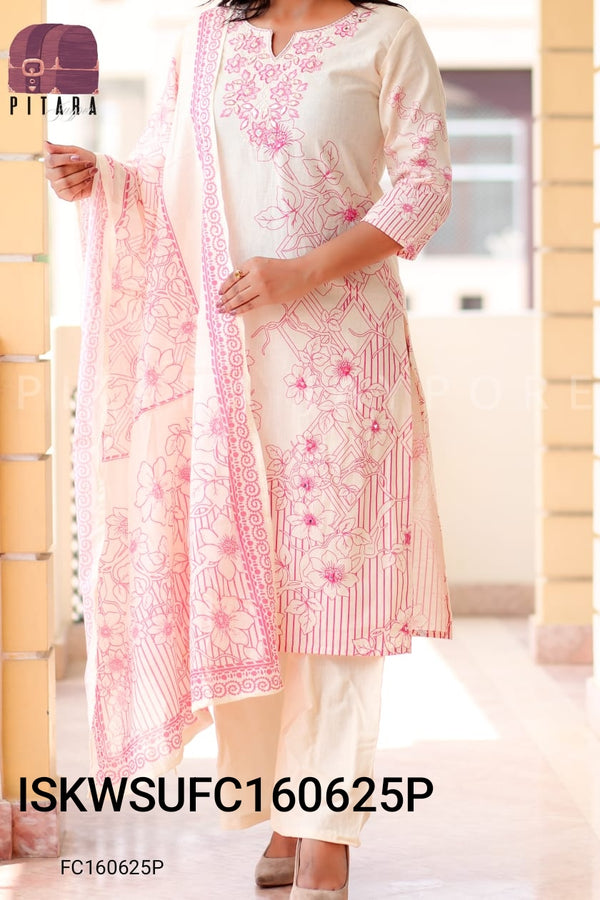 Digital Printed Cotton Kurti With Broad Pant And Dupatta-ISKWSUFC160625P