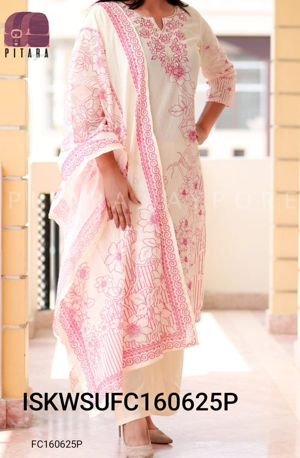 Digital Printed Cotton Kurti With Broad Pant And Dupatta-ISKWSUFC160625P