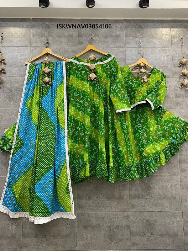 Printed Cotton Lehenga With Blouse And Dupatta-ISKWNAV03054106