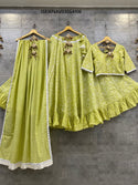 Printed Cotton Lehenga With Blouse And Dupatta-ISKWNAV03054106