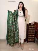 Cotton Kurti With Pant And Bandhej Printed Silk Dupatta-ISKWSU0405RC561