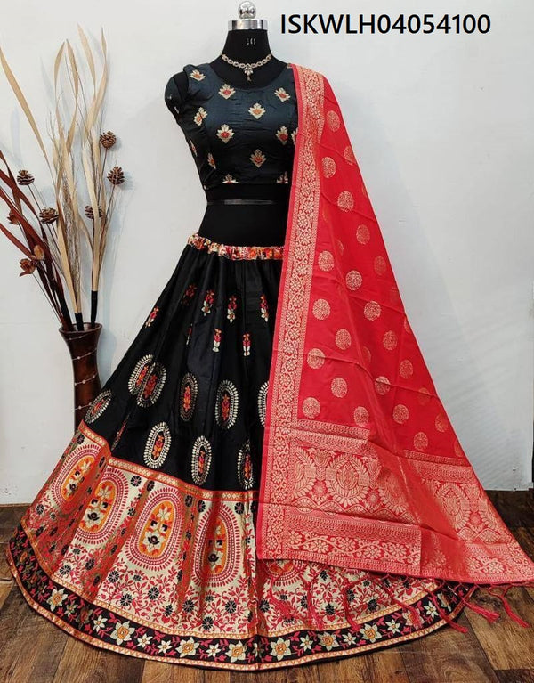 Brocade Lehenga With Silk Blouse And Banarasi Silk Dupatta-ISKWLH04054100