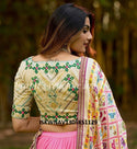 Digital Printed Zari Gota Silk Lehenga With Blouse And Dupatta-ISKWNAV1305KS1129