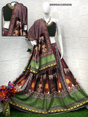 Digital Printed Zari Gota Silk Lehenga With Blouse And Dupatta-ISKWNAV13054246